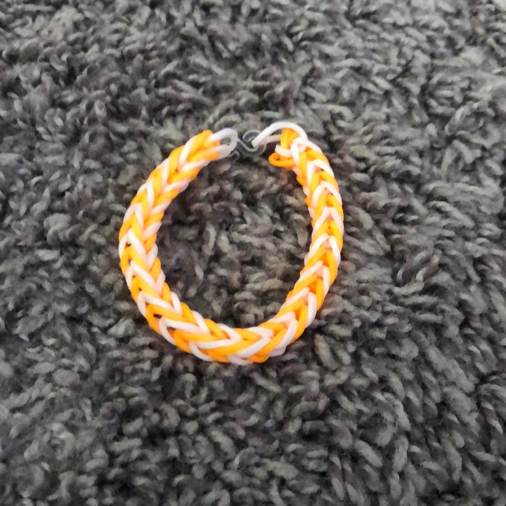 1 White And Orange Rainbow Loom Bracelet